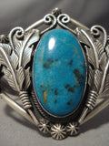 Bursts Of Feathers Vintage Native American Jewelry Navajo Turquoise Sterling Silver Bracelet-Nativo Arts