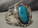 Bursts Of Feathers Vintage Native American Jewelry Navajo Turquoise Sterling Silver Bracelet-Nativo Arts