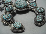 Burt George!! Vintage Native American Jewelry Navajo Turquoise Sterling Silver Squash Blossom Necklace-Nativo Arts