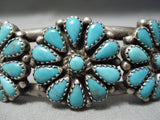 Incredible Vintage Native American Navajo Turquoise Teardrop Sterling Silver Bracelet-Nativo Arts