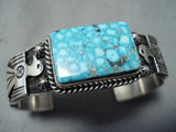 Important High Grade Albert Jake Native American Navajo Turquoise Sterling Silver Bracelet-Nativo Arts