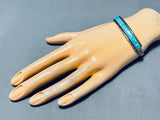 Striking Vintage Native American Zuni Blue Gem Turquoise Sterling Silver Bracelet-Nativo Arts