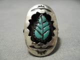 Important Wilton Carviso Jr Turquoise Vintage Native American Navajo Sterling Silver Ring-Nativo Arts