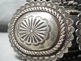 Intricate Authentic Vintage Native American Navajo Sterling Silver Concho Belt Old-Nativo Arts