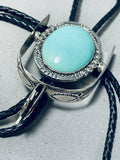 Native American Completely Hadnmade Spur Sterling Silver Turquoise Bolo Tie-Nativo Arts