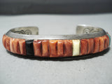 Important Ray Adakai Vintage Native American Navajo Turquoise Sterling Silver Inlay Bracelet-Nativo Arts