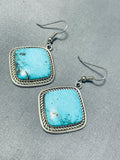 Dynamic Vintage Native American Navajo Kingman Turquoise Sterling Silver Earrings-Nativo Arts