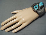 Incredible Vintage Native American Navajo Morenci Turquoise Sterling Silver Bracelet Signed-Nativo Arts