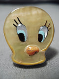 Native American Important Don Dewa Inlay Genius Inlay Turquoise Sterling Silver Ring Tweety Bird-Nativo Arts