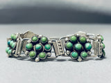 Native American Link Cerrillos Turquoise Vintage Navajo Sterling Silver Chain Bracelet-Nativo Arts