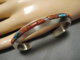Striking Vintage Native American Navajo Rectangular Turquoise Sterling Silver Bracelet-Nativo Arts