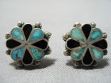 Marvelous Vintage Native American Zuni Royston Turquoise Sterling Silver Earrings Old-Nativo Arts
