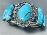 Important Vintage Native American Navajo Blue Diamond Turquoise Sterling Silver Bracelet-Nativo Arts