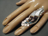 Amazing Vintage Zuni Native American Inlay Turquoise Sterling Silver Ring-Nativo Arts