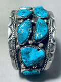 Tommy Long Vintage Native American Navajo Chunky Turquoise Sterling Silver Bracelet Old-Nativo Arts