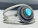 Native American Dramatic Vintage Kingman Turquoise Sterling Silver Bracelet-Nativo Arts