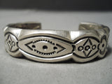 Best Hand Tooled Vintage Native American Navajo Oscar Alexius Sterling Silver Heavy Bracelet-Nativo Arts
