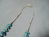 Striking Vintage Native American Navajo Kingman Royston Turquoise Heishi Necklace-Nativo Arts