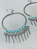 Native American Important Early Vintage Zuni Turquoise Sterling Silver Dangle Earrings-Nativo Arts