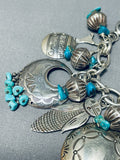 Absolutely Incredible Vintage Native American Navajo Turquoise Sterling Silver Charm Bracelet-Nativo Arts