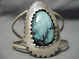 Important Vintage Native American Navajo Last Chance Turquoise Sterling Silver Bracelet Old-Nativo Arts