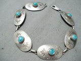 Nez Vintage Native American Navajo Sleeping Beauty Turquoise Sterling Silver Bracelet-Nativo Arts