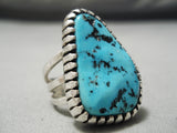 Superlative Vintage Native American Navajo Sleeping Beauty Turquoise Sterling Silver Ring-Nativo Arts