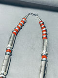 The Best Native American Navajo Spiny Oyster Sterling Silver Tubule Necklace-Nativo Arts