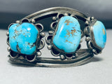 Flowers Of Turquoise Chunk Vintage Native American Navajo Sterling Silver Bracelet-Nativo Arts