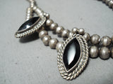 Wilson Yazzie Vintage Native American Navajo Black Onyx Sterling Silver Necklace Old-Nativo Arts