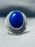 Tremendous Native American Navajo Lapis Sterling Silver Ring Betty Smith Signed-Nativo Arts