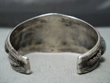 Museumt Vintage Native American Navajo Blue Gem Turquoise Sterling Silver Bracelet Old-Nativo Arts