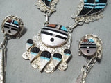 Astonishing Vintage Native American Zuni Turquoise Sterling Silver Necklace & Earring Set Old-Nativo Arts