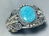 Dynamic Native American Navajo Spiderweb Turquoise Sterling Silver Bracelet Signed-Nativo Arts