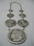 Magnificent Old Coin Sterling Silver Graduating Necklace-Nativo Arts