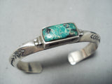 Custom Vintage Native American Navajo Old Green Turquoise Sterling Silver Bracelet Old-Nativo Arts