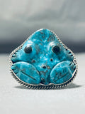 One Of A Kind Native American Navajo Blue Diamond Turquoise Frog Sterling Silver Ben Begaye Ring-Nativo Arts