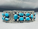 Important Tom Moore Vintage Native American Navajo Turquoise Sterling Silver Clasp Bracelet-Nativo Arts