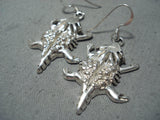 Ann Miller Navajo Sterling Silver Horny Toad Earrings Native American-Nativo Arts