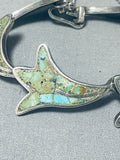 Beautiful Vintage Southwest Sterling Silver Green Turquoise Inlay Bracelet-Nativo Arts