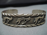 Astonishing Vintage Native American Navajo Francis Sterling Silver Kokopelli Bracelet Old-Nativo Arts