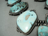 456 Grams Big Vintage Native American Navajo Turquoise Sterling Silver Squash Blossom Necklace-Nativo Arts