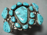 Important Vintage Native American Navajo Turquoise Sterling Silver Bracelet Old-Nativo Arts