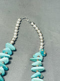 Fantastic Vintage Native American Navajo Kingman Turquoise Sterling Silver Necklace-Nativo Arts