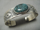 Important Native American Navajo Jeanette Dale Battle Mntn Turquoise Sterling Silver Bracelet-Nativo Arts