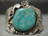 Quality Vintage Native American Navajo Turquoise Sterling Silver Applique Bracelet Old-Nativo Arts