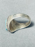 Impressive Vintage Native American Navajo Spiderweb Turquoise Sterling Silver Ring-Nativo Arts