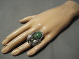 Fabulous Vintage Native American Navajo Domed Rouston Turquoise Sterling Silver Ring-Nativo Arts