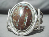 Huge Vintage Native American Navajo Domed Bisbee Turquoise Sterling Silver Bracelet Old-Nativo Arts