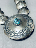 Chuck Bowie Opulent Vintage Native American Navajo Turquoise Sterling Silver Necklace-Nativo Arts